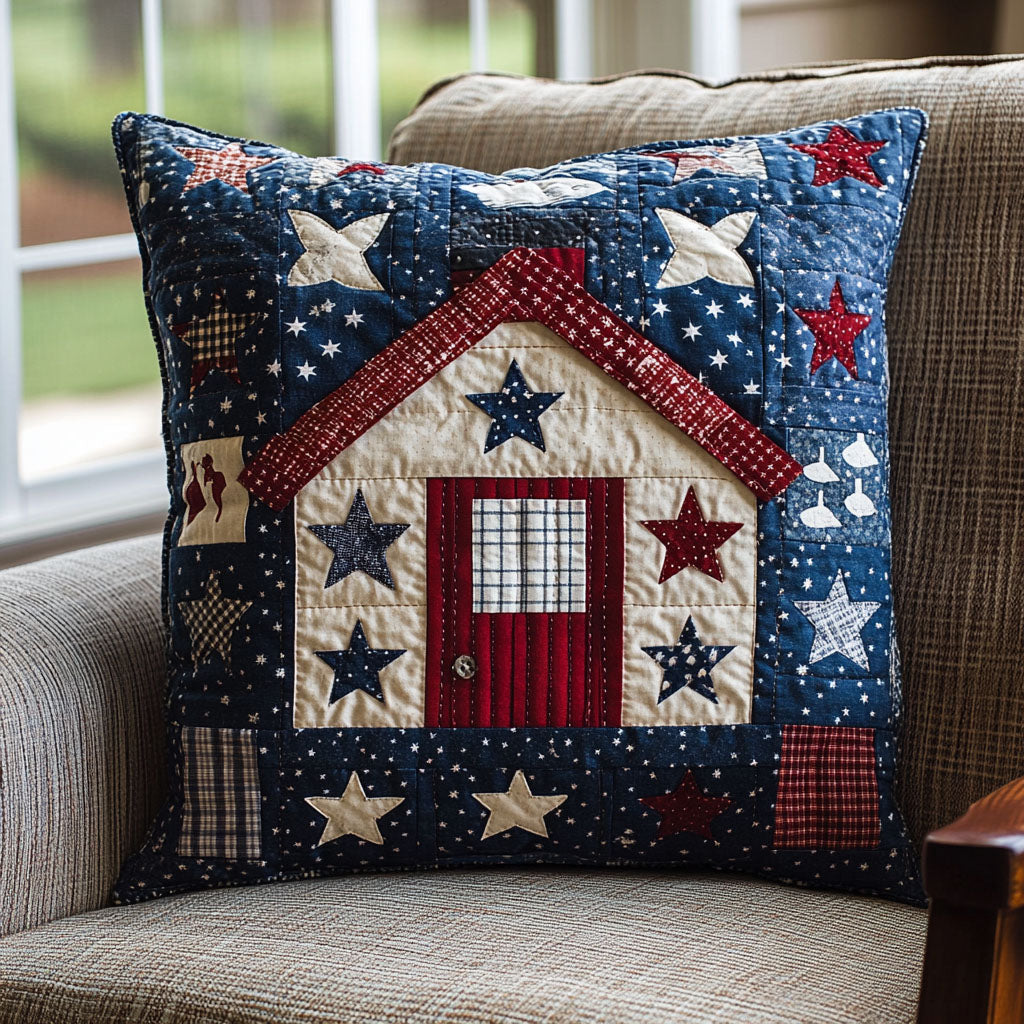 Star-Spangled Homes Quilted Pillow Case Holiday Throw Pillow Covers Family Gift Ideas