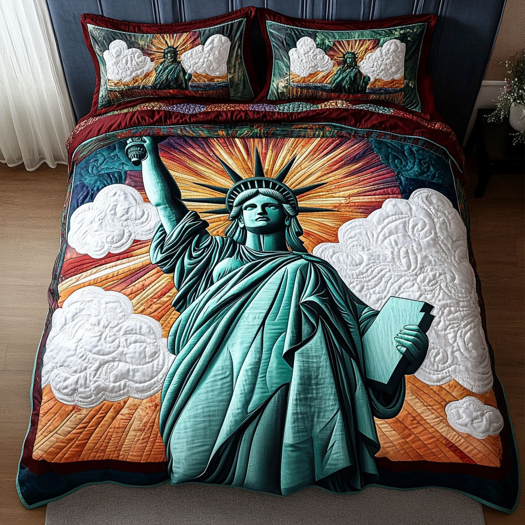 Star Spangled Liberty Quilted Bedding Set Bed Decor Patriotic Christmas Gifts