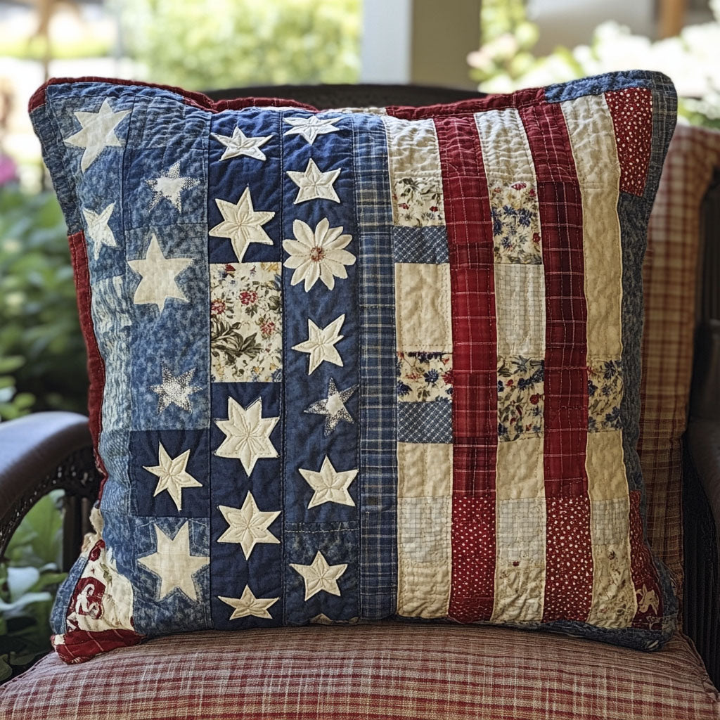 Star Spangled Quilted Pillow Case Holiday Pillow Covers Gift Ideas For Mom