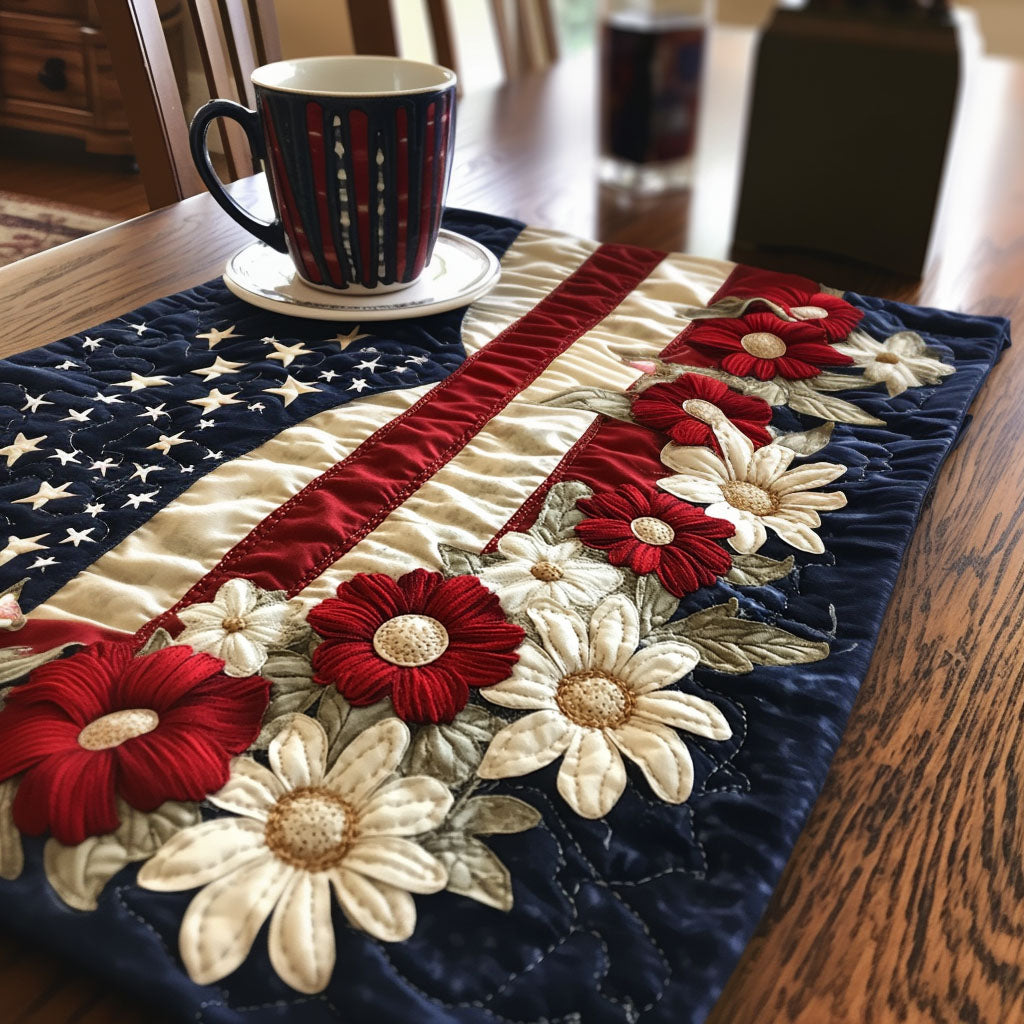 Star-Spangled Quilted Place Mat Dining Room Table Decorated For Christmas Christmas Gift Ideas For Grandma