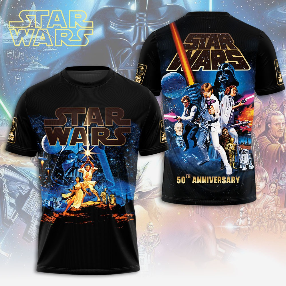 Star Wars 3D 50th Anniversary T-Shirt Movie Enthusiast Gifts