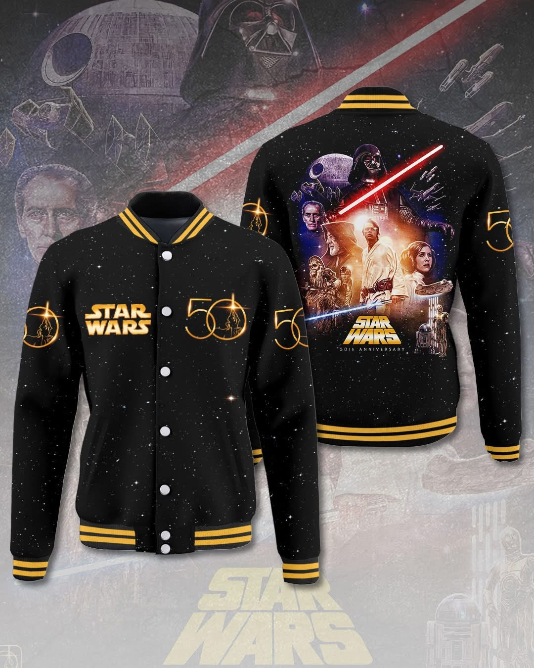 Star Wars 50th Year Anniversary Baseball Jacket Great Present For Baseball Supporters