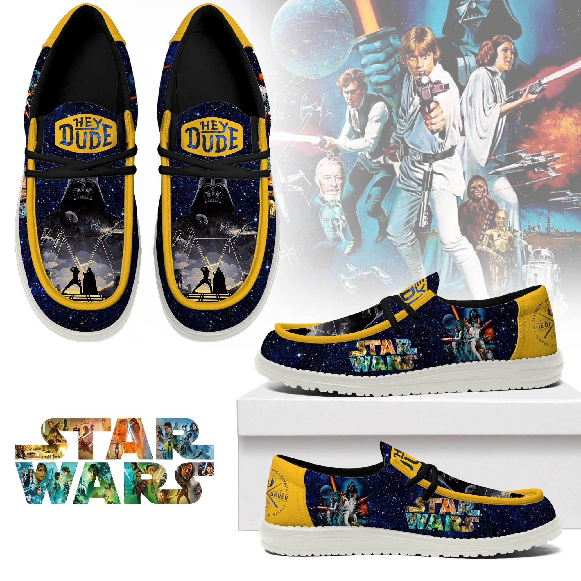 Star Wars Hey Dude Casual Shoes Sneakers Merch Themed Gifts For Fans Father's Day