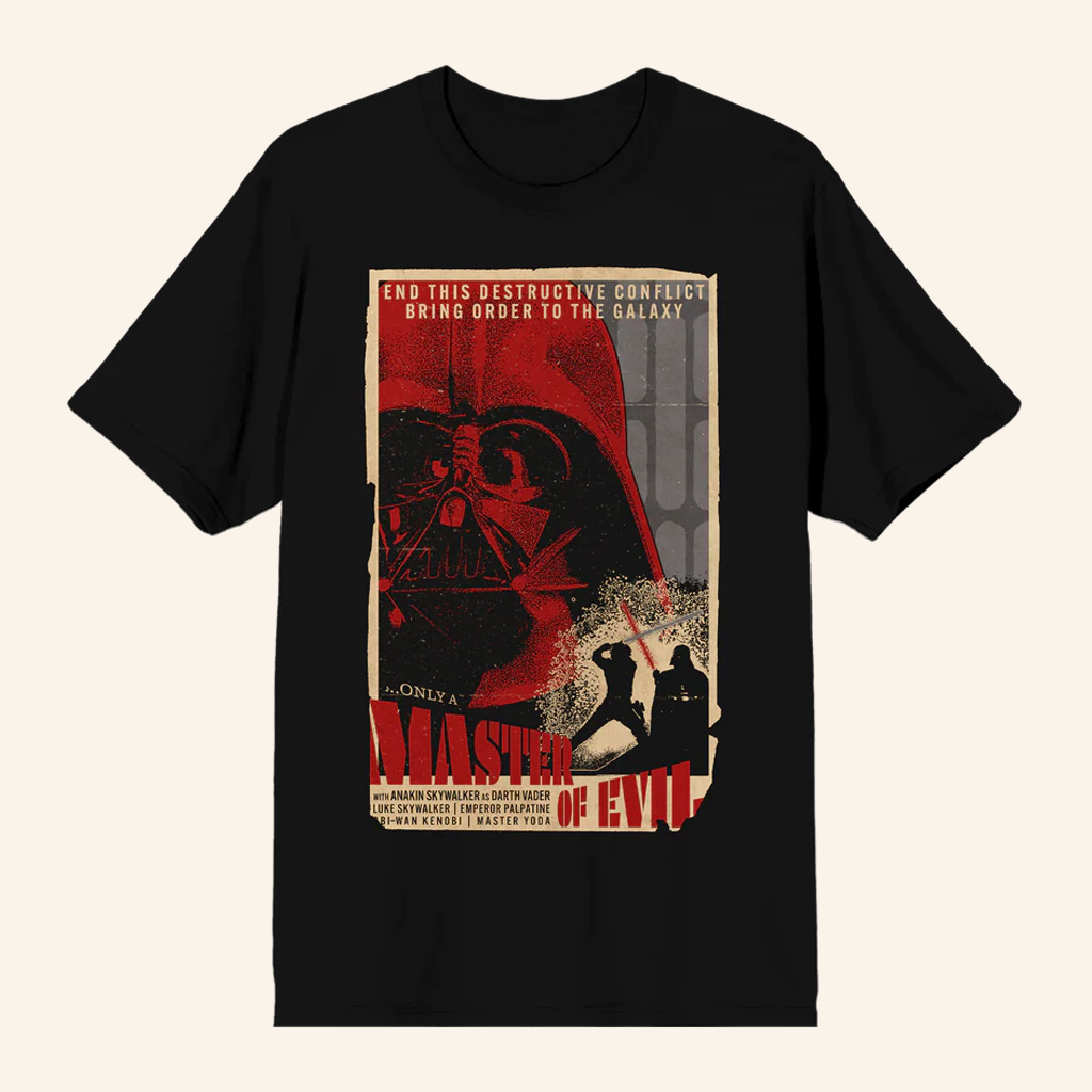 Star Wars Merch Darth Vader Master Of Evil Grindhouse Poster Black T-Shirt Gifts For Him