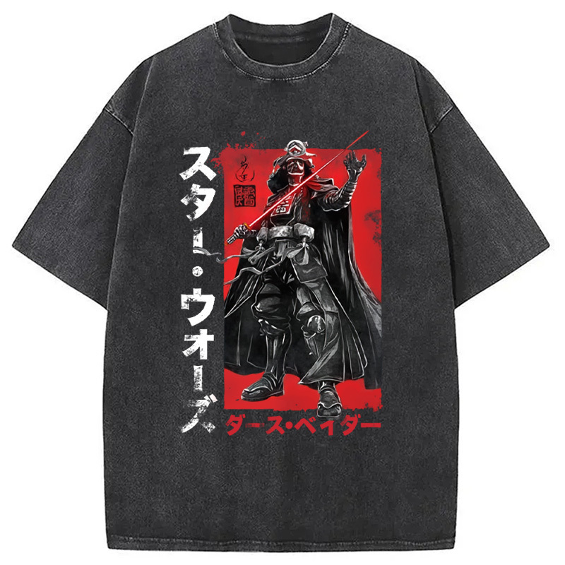 Star Wars Visions Samurai Vader Reach Washed T-Shirt Minimal Retro Graphic Clothing Gifts For Besties Star Wars Visions Samurai Vader Reach Washed T-Shirt Minimal Retro Graphic Clothing Gifts For Besties