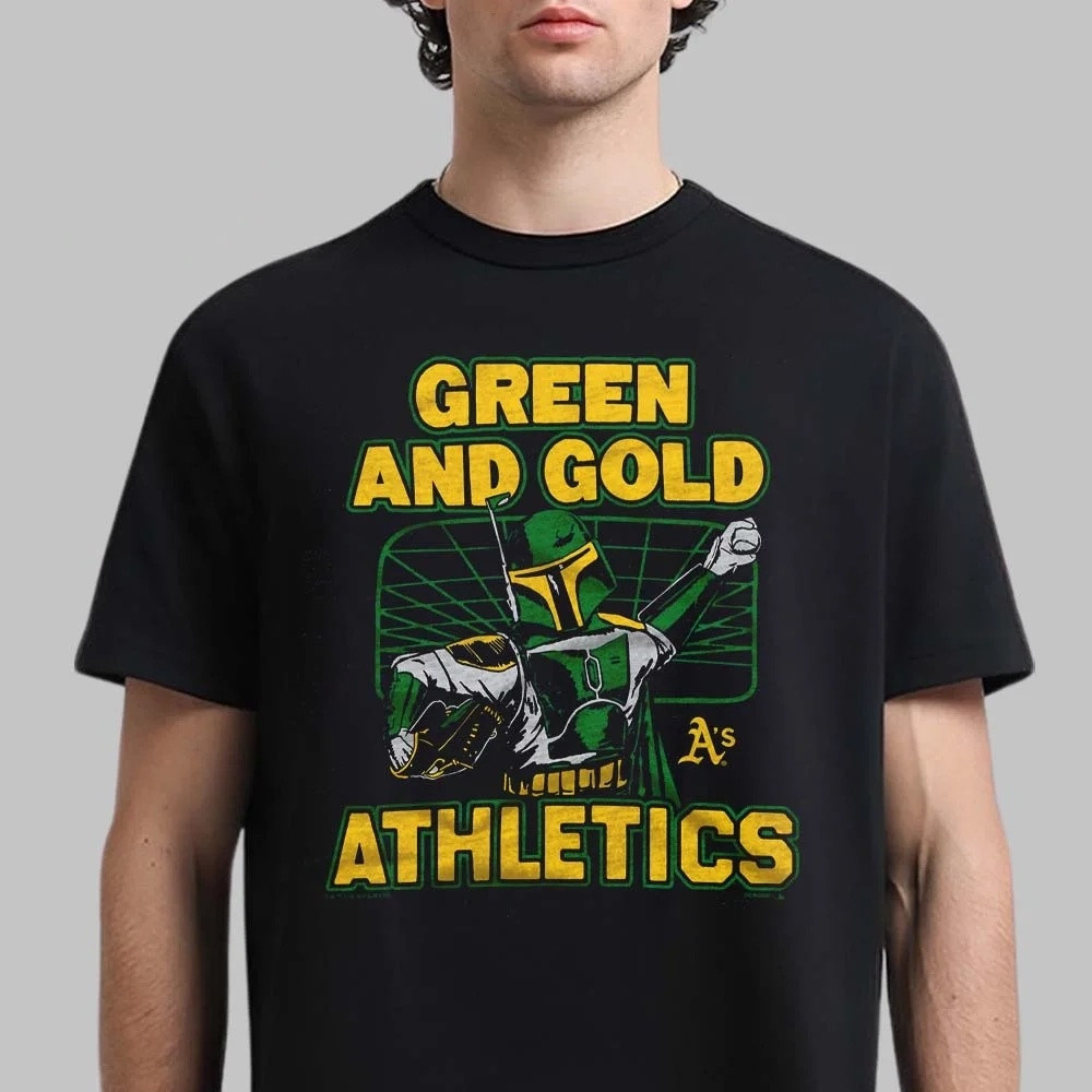 Star Wars X MLB 2026 Star Wars Day Green And Gold Oakland Athletics T-Shirt Star Wars Merch Baseball Gear