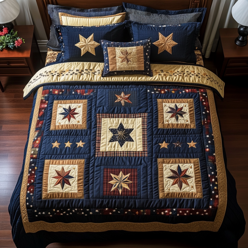 Starfield Quilt Quilted Bedding Set Perfect Bedroom Gift Set to Show You Care