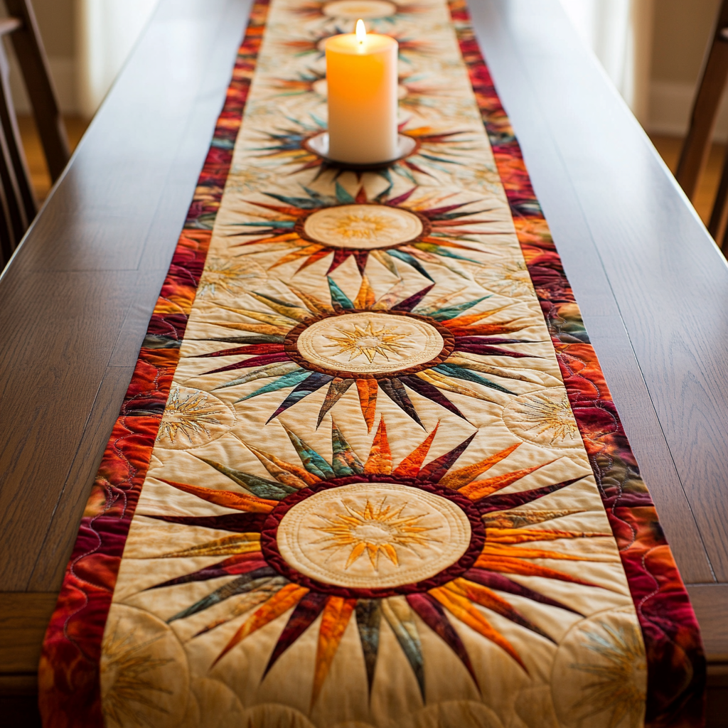 Starfire Path Quilted Table Runner Dining Room Decor Native American Themed Gifts