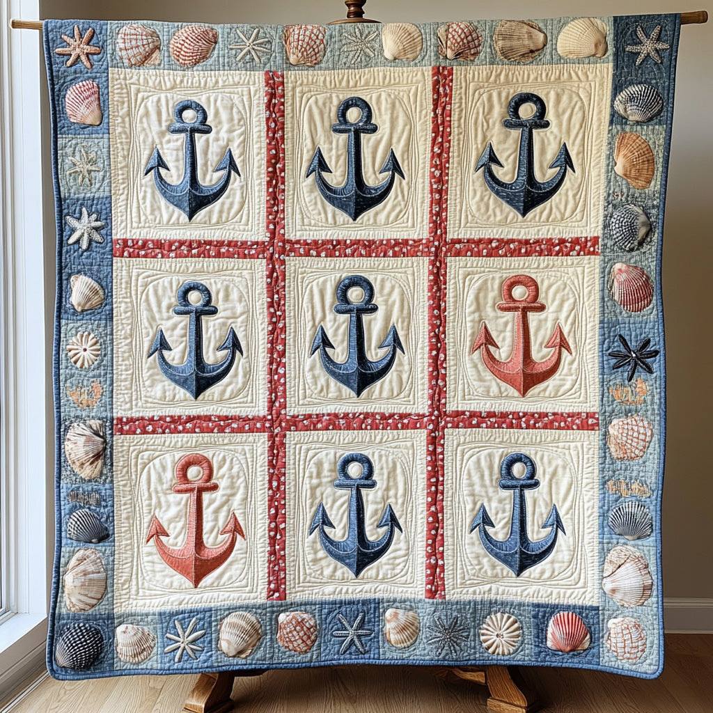 Starfish and Anchor Quilted Blanket Nautical Perfect Seaside Best Themed Anchor Gifts