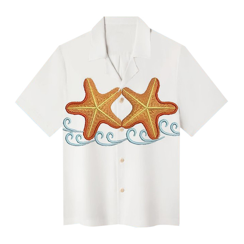Starfish Wave Hawaiian Shirt Animal Themed Ocean Pattern Shirt Gifts For Starfish Lover