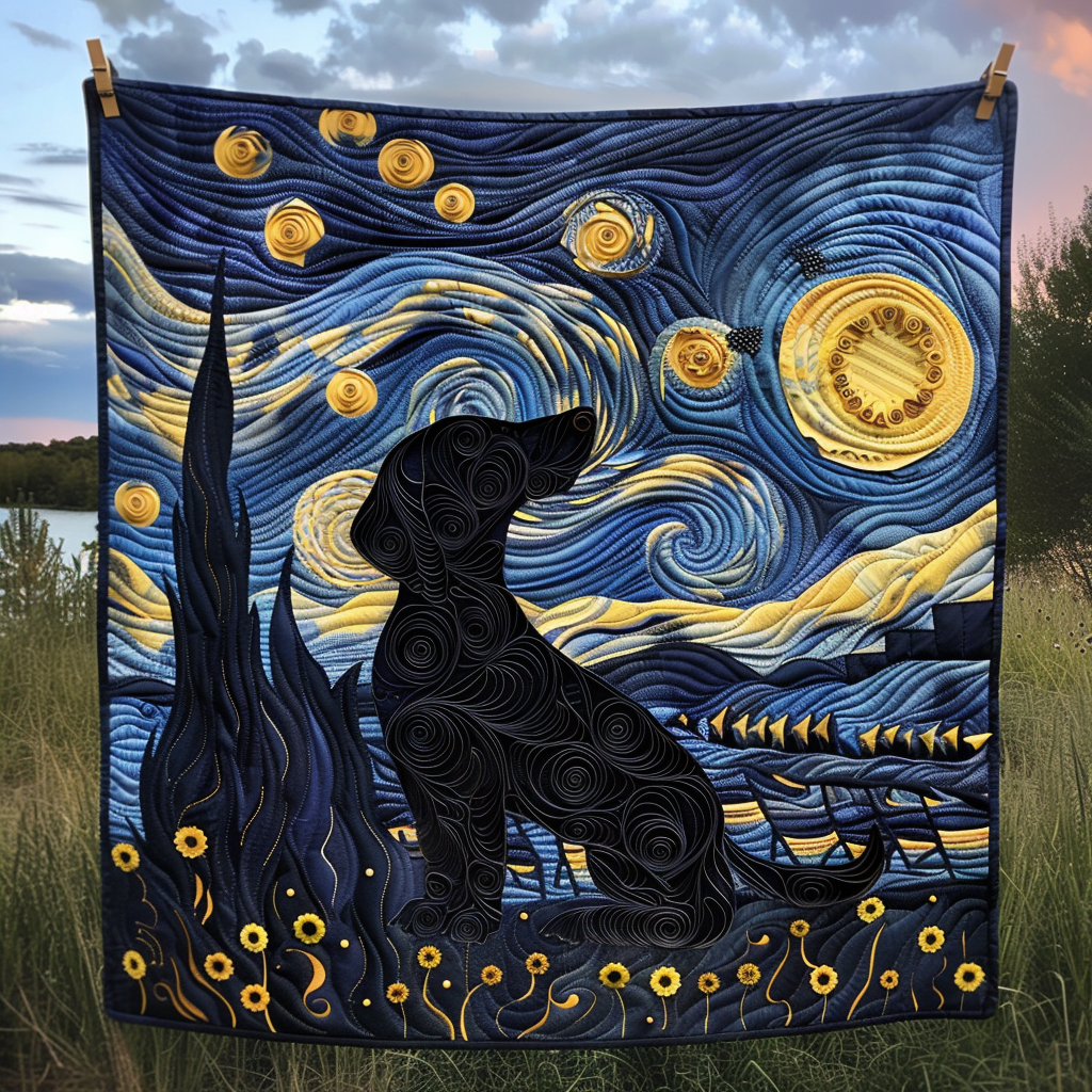 Stargazing Dachshund Quilted Blanket Best Christmas Gifts For Dog Lovers