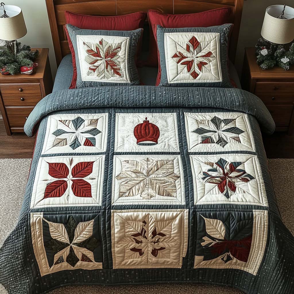 Starlight Christmas Quilted Bedding Set Heartwarming Bedding Gift for Loved Ones