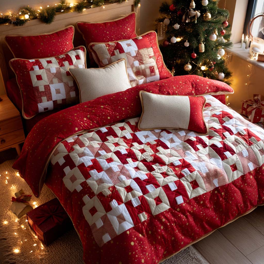 Starlight Ho Ho Ho Quilted Bedding Set Xmas Duvet Cover Set Christmas Gift Ideas For Mom
