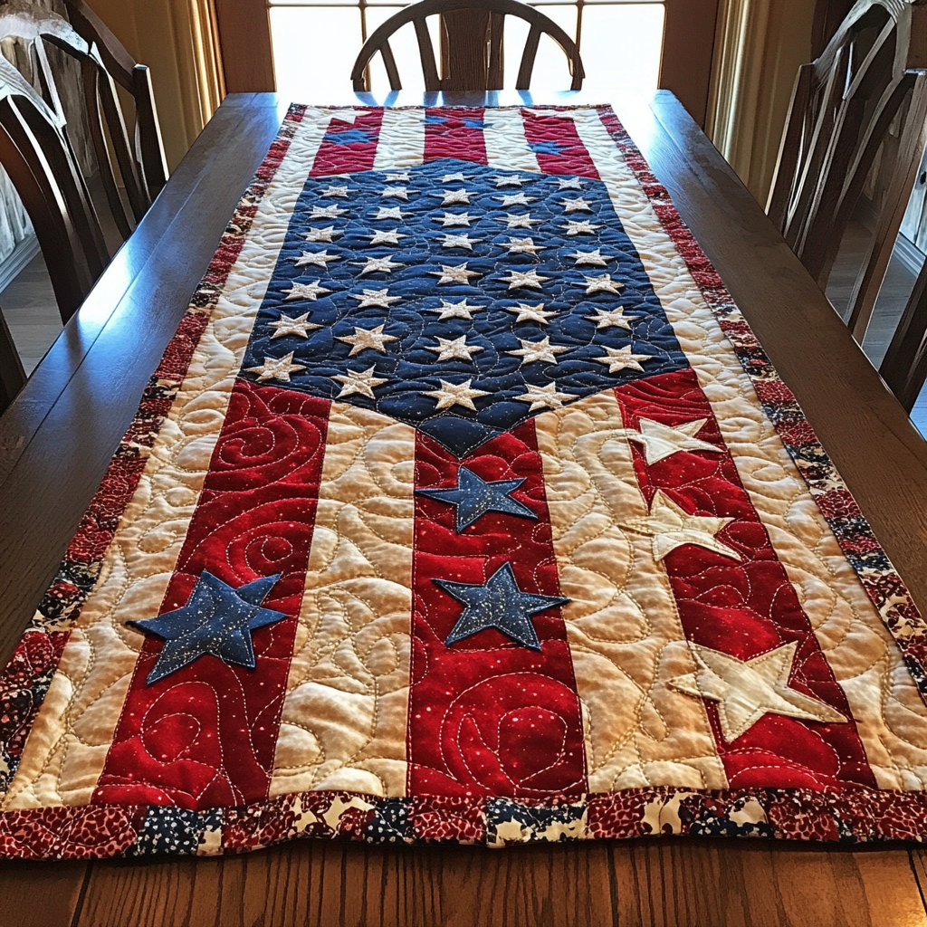 Starlight Lane Quilted Table Runner Kitchen Decor Patriotic Presents