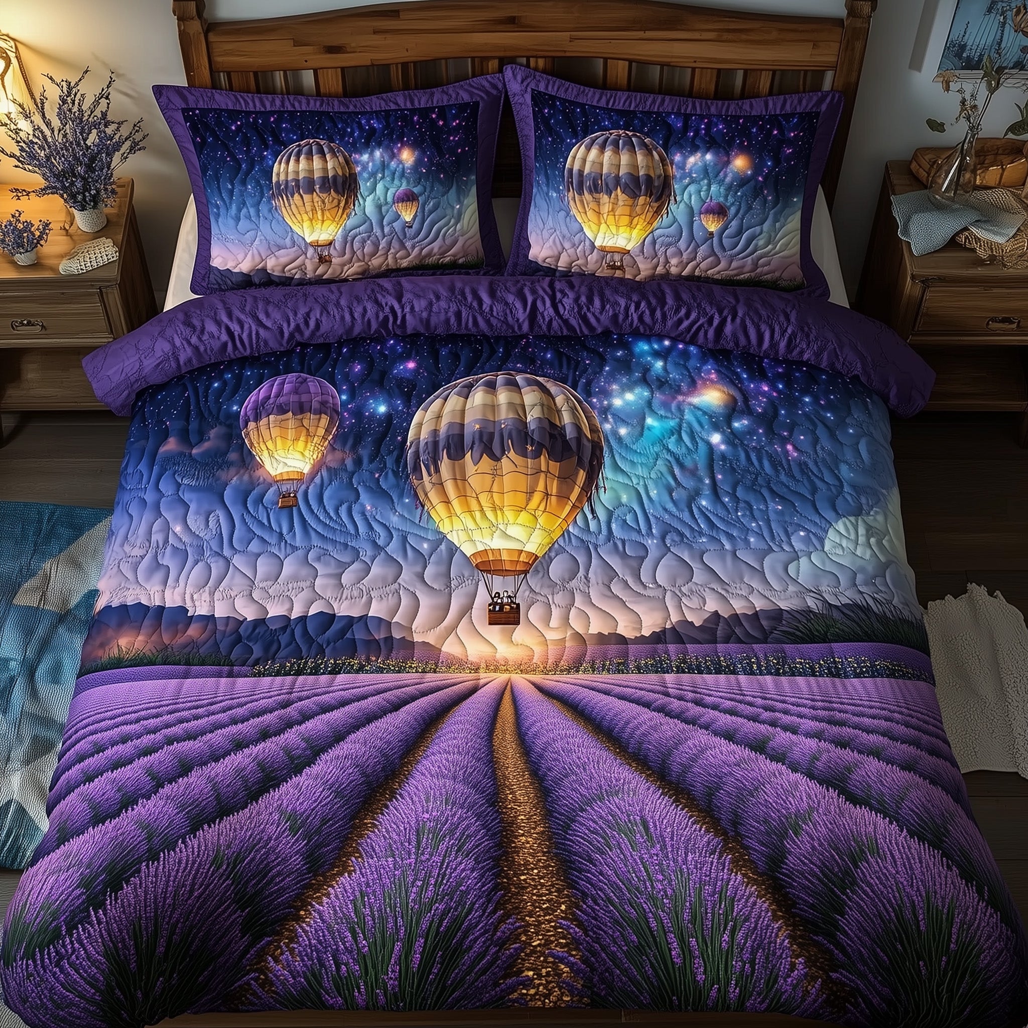 Starlight Lavender Quilted Bedding Set Duvet Cover Merchandise Meaningful Couple Gifts