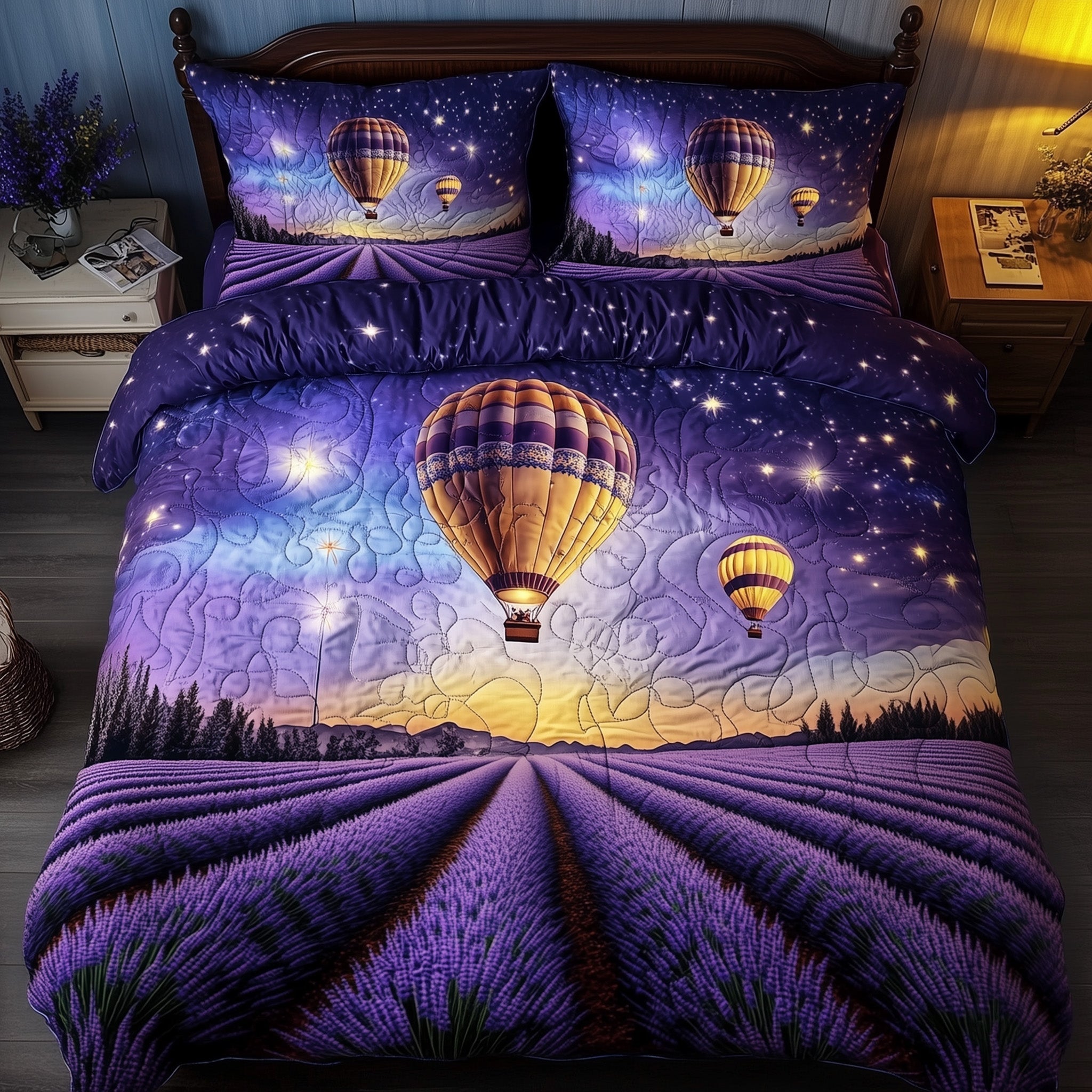 Starlight Lavender Quilted Bedding Set Duvet Cover Merchandise Meaningful Engagement Gifts