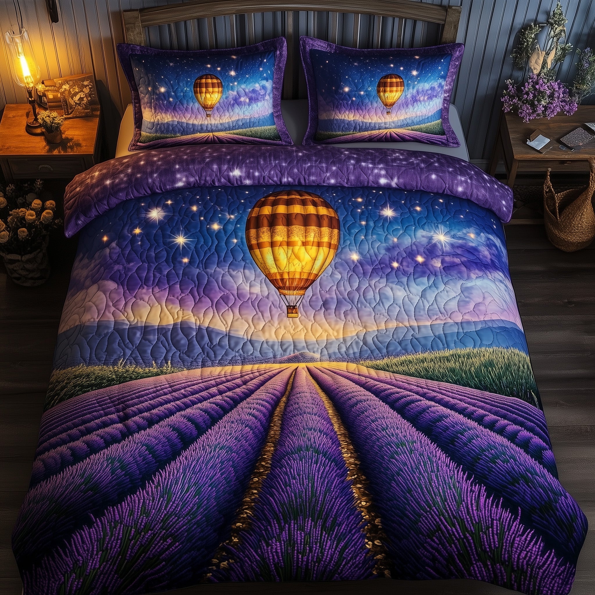 Starlight Lavender Quilted Bedding Set Duvet Cover Merchandise Meaningful Gifts For Women
