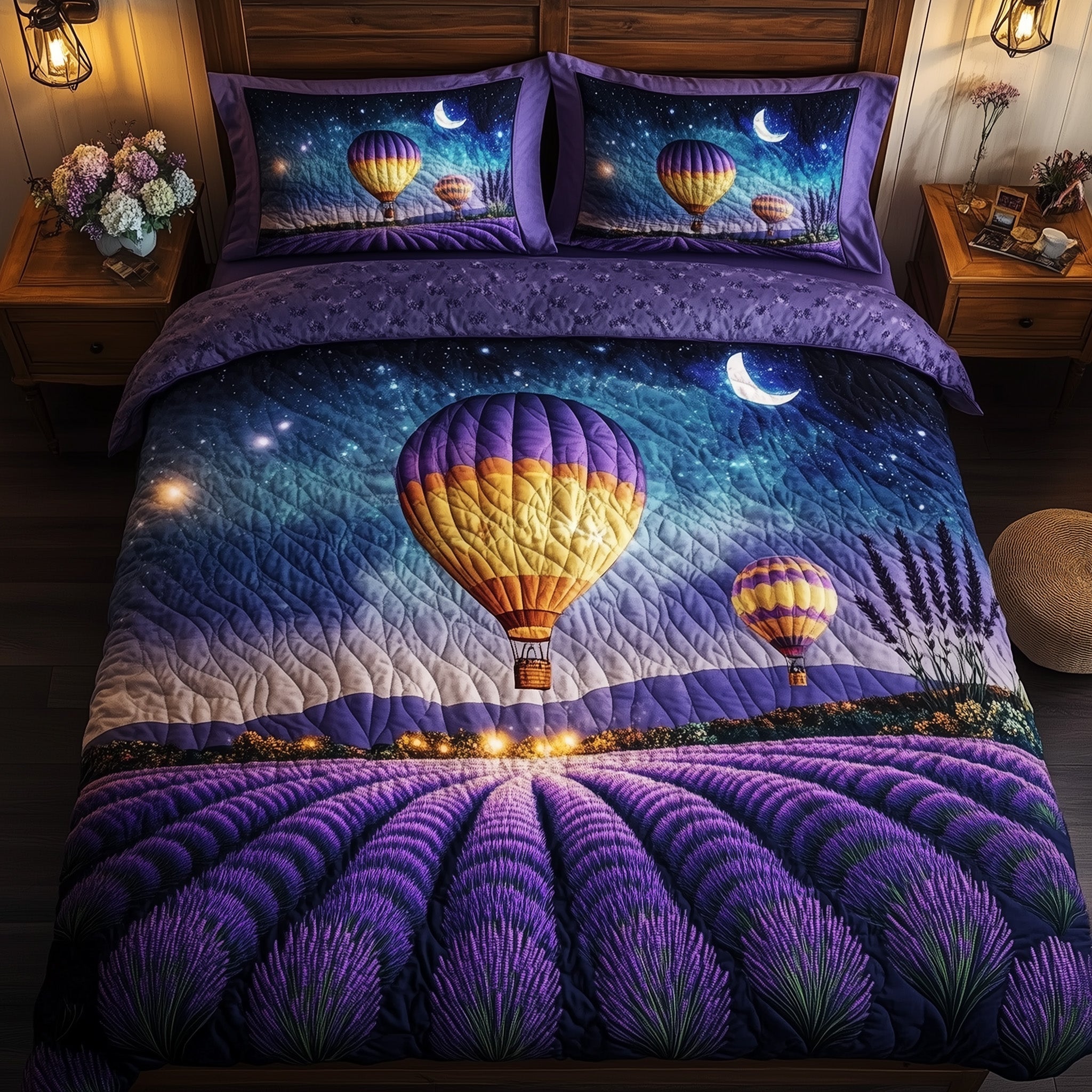 Starlight Lavender Quilted Bedding Set Duvet Cover Merchandise Meaningful Graduation Gifts For Him