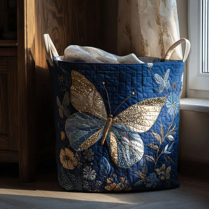 Starlight Wings Eagle Quilted Laundry Basket Celestial Bird Home Organizer Best Gift For Eagle Lovers