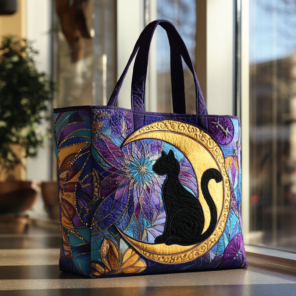 Starlit Bloom Quilted Tote Bag Awesome Gifts For Cat Lovers