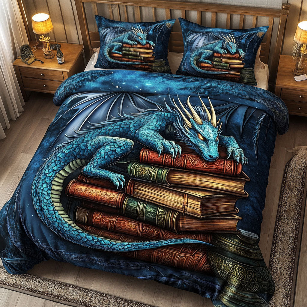 Starlit Book Hoard Quilted Bedding Set Bed Decorations Unusual Book Gifts Items