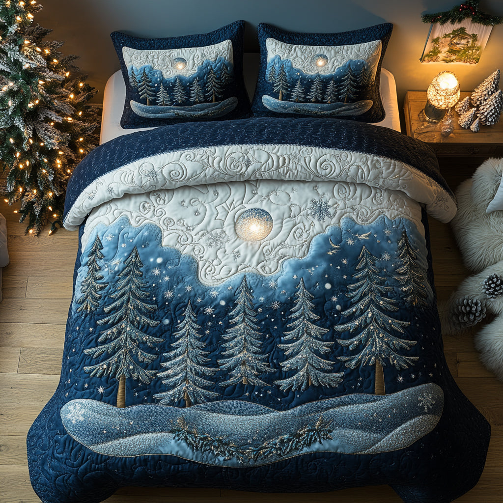 Starlit Forest Quilted Bedding Set Xmas Duvet Cover Set Christmas Gifts For Mum