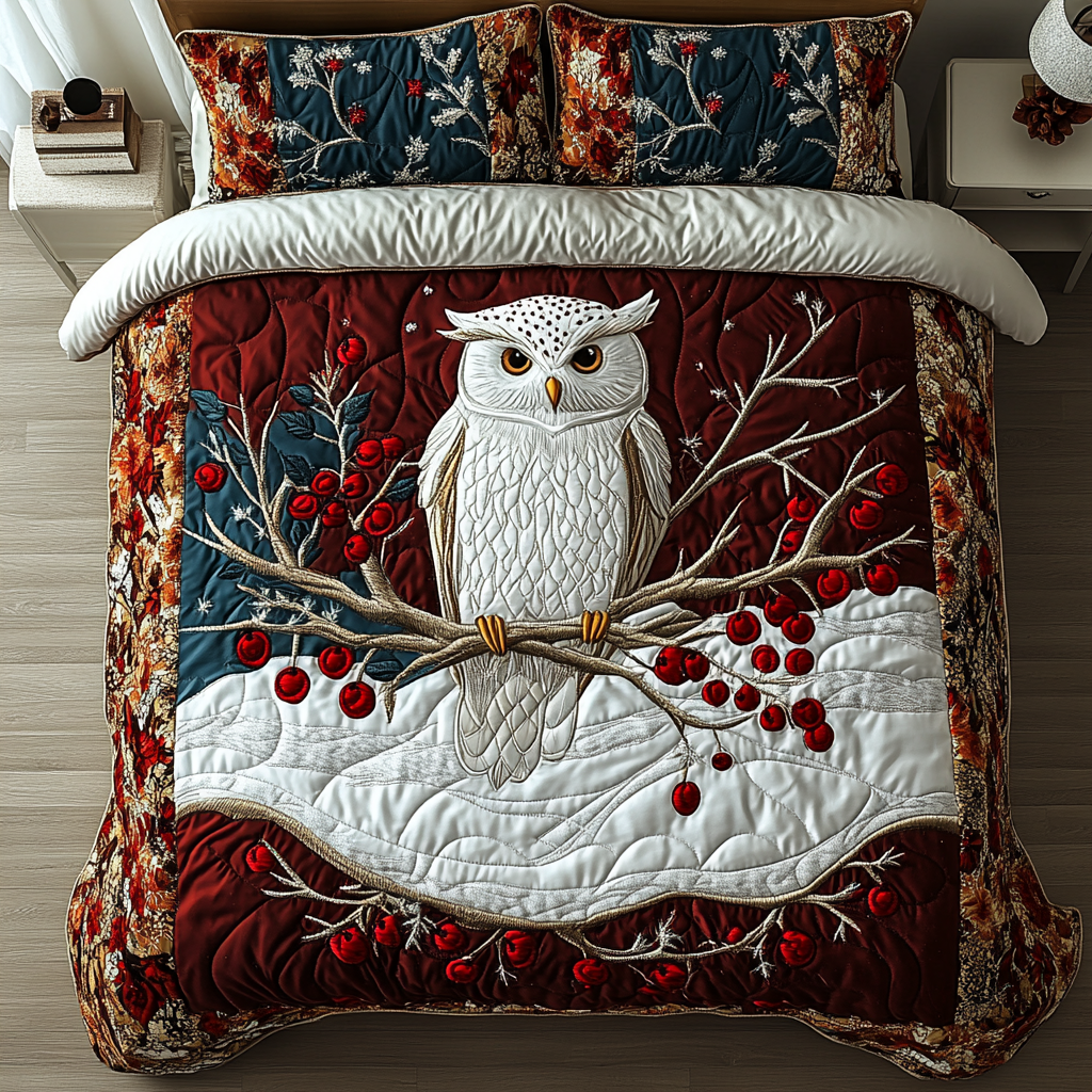 Starlit Owl Quilted Bedding Set Best Bed Sheet Set Owl Gifts For Mom