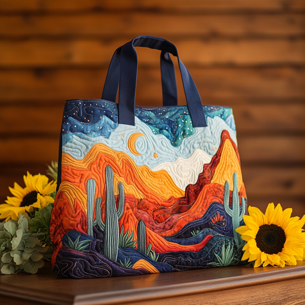 Starlit Peaks Quilted Tote Bag Best Cactus Gifts