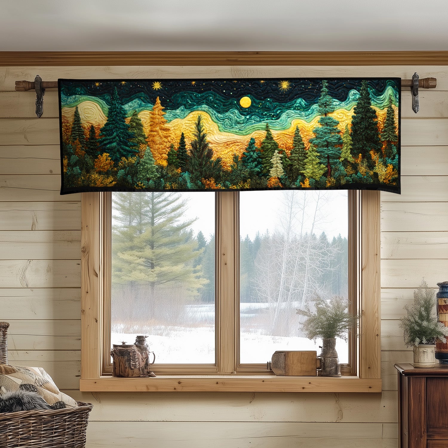 Starlit Pine Forest Quilted Valance Dining Table Accessories Forest Gift Shop