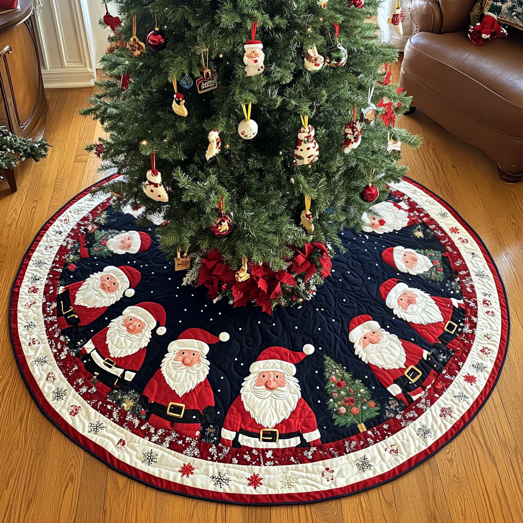 Starlit Santa Christmas Quilted Tree Skirt Meaningful Christmas Gift to Warm the Heart
