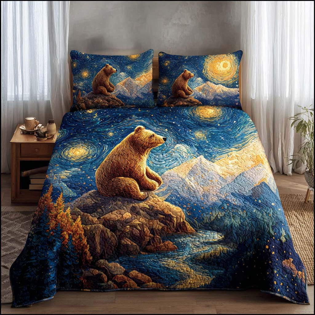 Starlit Wilderness Quilted Bedding Set Queen Size Comforter Meaningful Gift For Dad