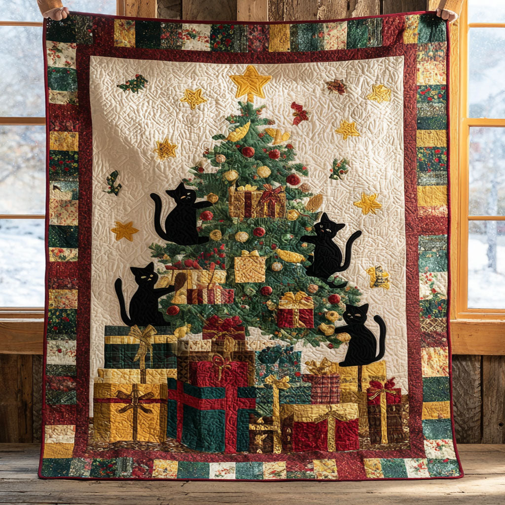 Starry Black Cat Night Quilt Blanket Christmas Blanket Christmas Gifts For Cat Owners