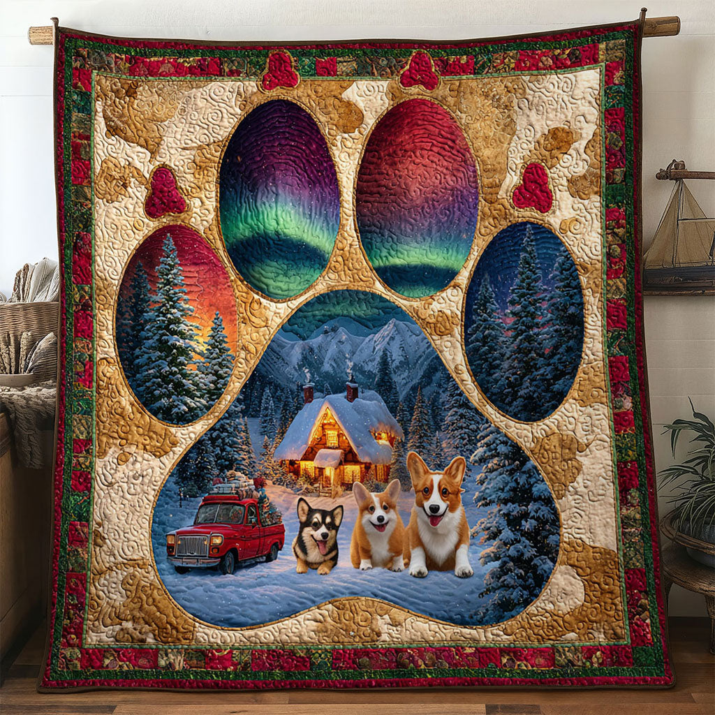Starry Cabin Corgi Paw Quilt Blanket Christmas Throws Corgi Themed Gifts