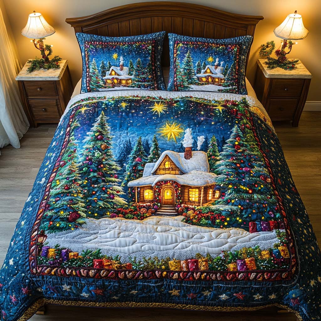 Starry Cabin Quilted Bedding Set Christmas Bed Sheets Christmas Gifts For Wife