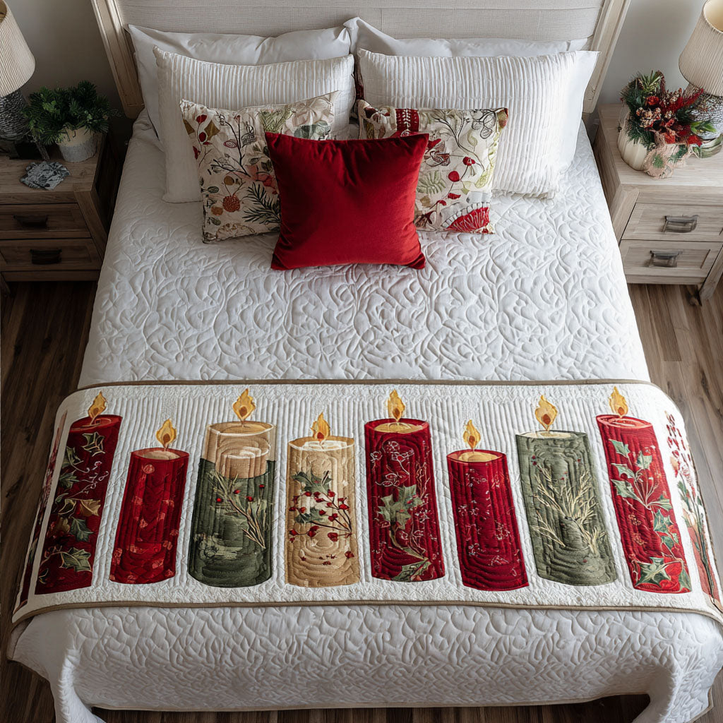 Starry Candlelight Quilted Bed Runner Holiday Bedroom Ideas 2025 Christmas Gifts