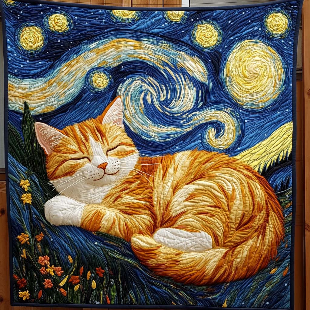 Starry Cat Quilted Blanket Cat Gifts For Cat Lovers