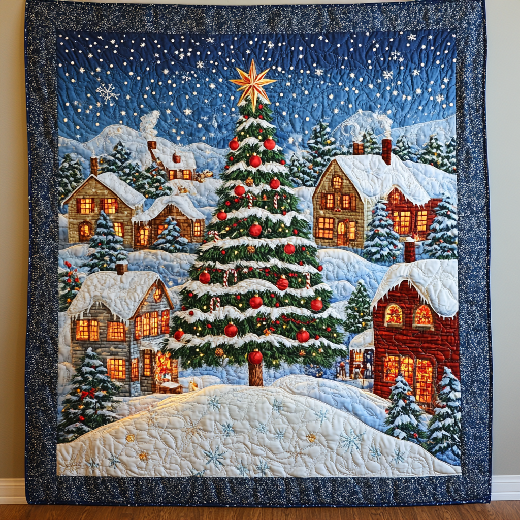 Starry Christmas Eve Quilted Blanket For Christmas Gifts