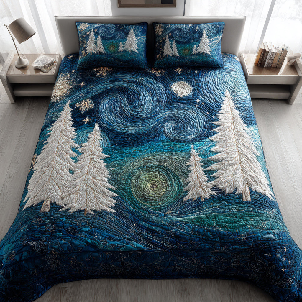 Starry Christmas Tree Quilted Bedding Set Xmas Duvet Cover Set Best Family Christmas Gifts
