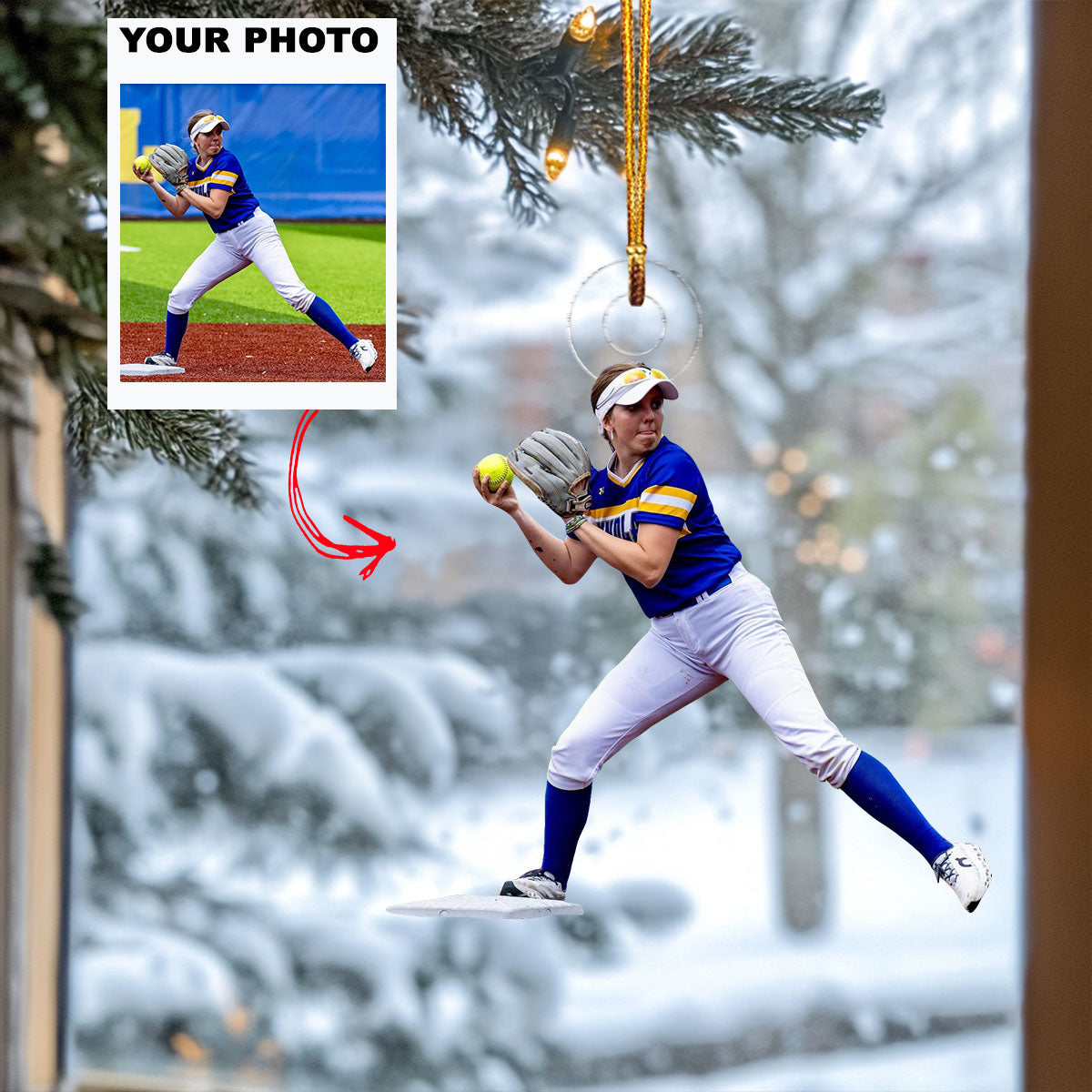 Starry Elegance Personalized Photo Mica Ornament Christmas Gift For Baseball Players