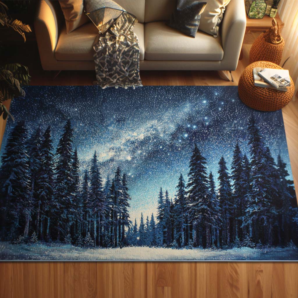 Starry Forest Area Rug  Washable Rugs Mother In Law Christmas Gift