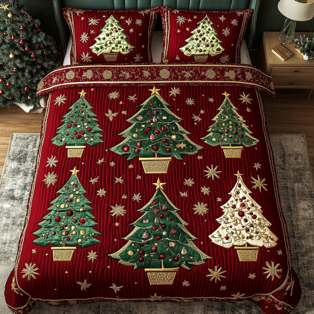 Starry Forest Quilted Bedding Set Holiday Duvet Sets Christmas Gifts For My Wife