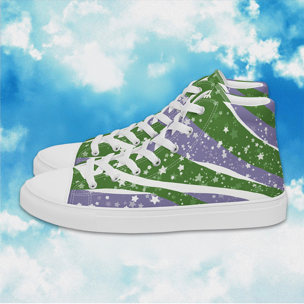 Starry Genderqueer High Top Shoes Genderqueer Pride Human Rights Shoes LGBTQ Sneakers Starry Genderqueer High Top Shoes Genderqueer Pride Human Rights Shoes LGBTQ Sneakers