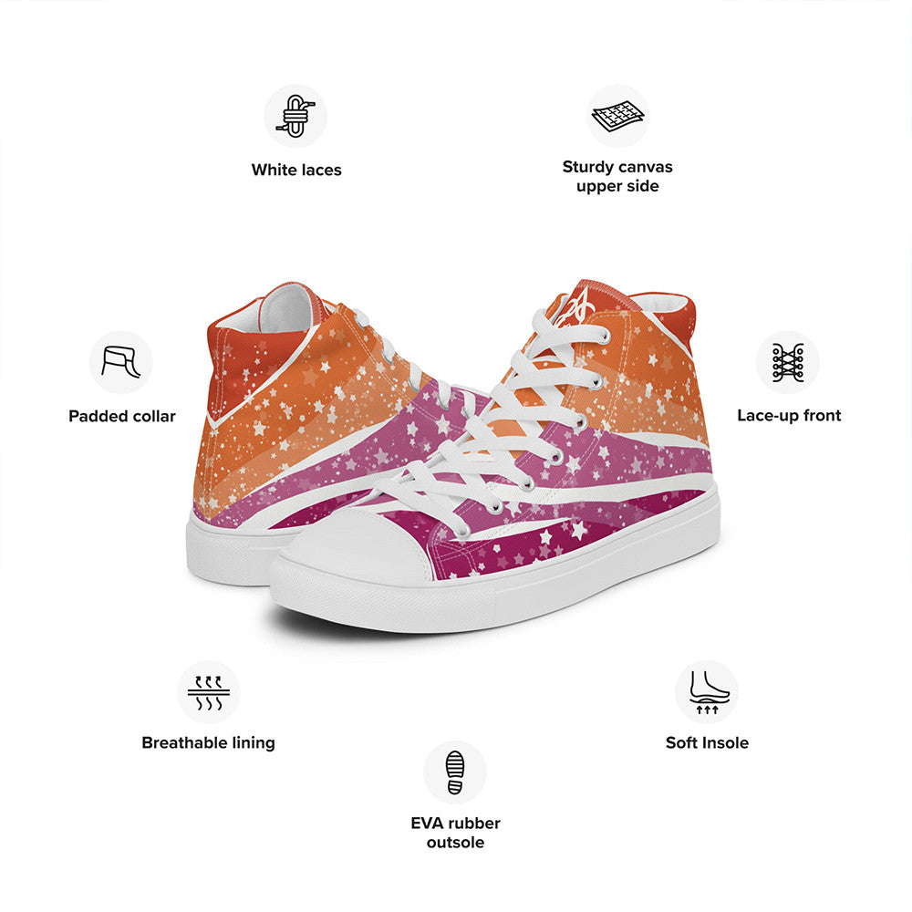 Starry Lesbian High Top Shoes Lesbian Pride Human Rights Sneakers LGBTQ Shoes Starry Lesbian High Top Shoes Lesbian Pride Human Rights Sneakers LGBTQ Shoes