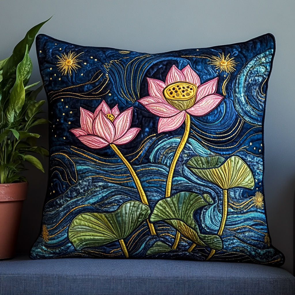 Starry Lotus Lake Quilt Pillow Case Home Comfort Pillowcase Gift for Relaxing Nights