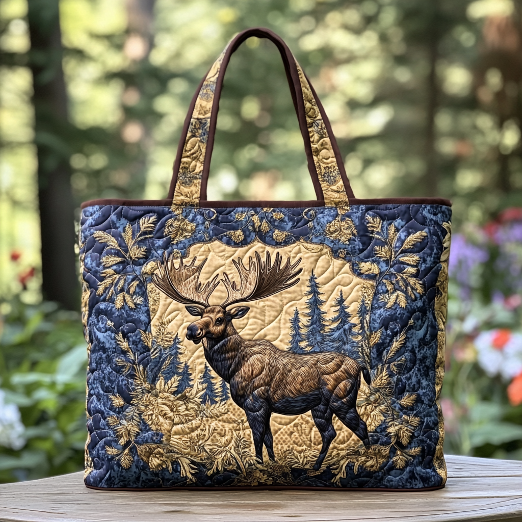 Starry Moose Quilted Tote Bag Gifts For Forestry Workers