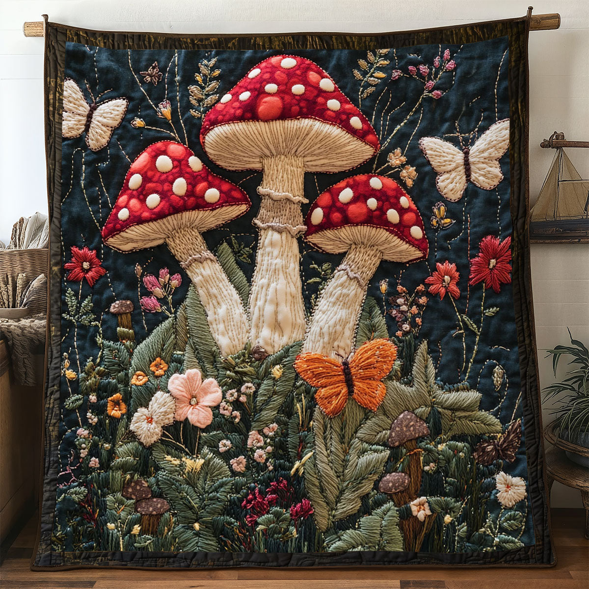 Starry Mushroom Garden Quilt Lightweight Quilt Blanket for Year-Round Comfort