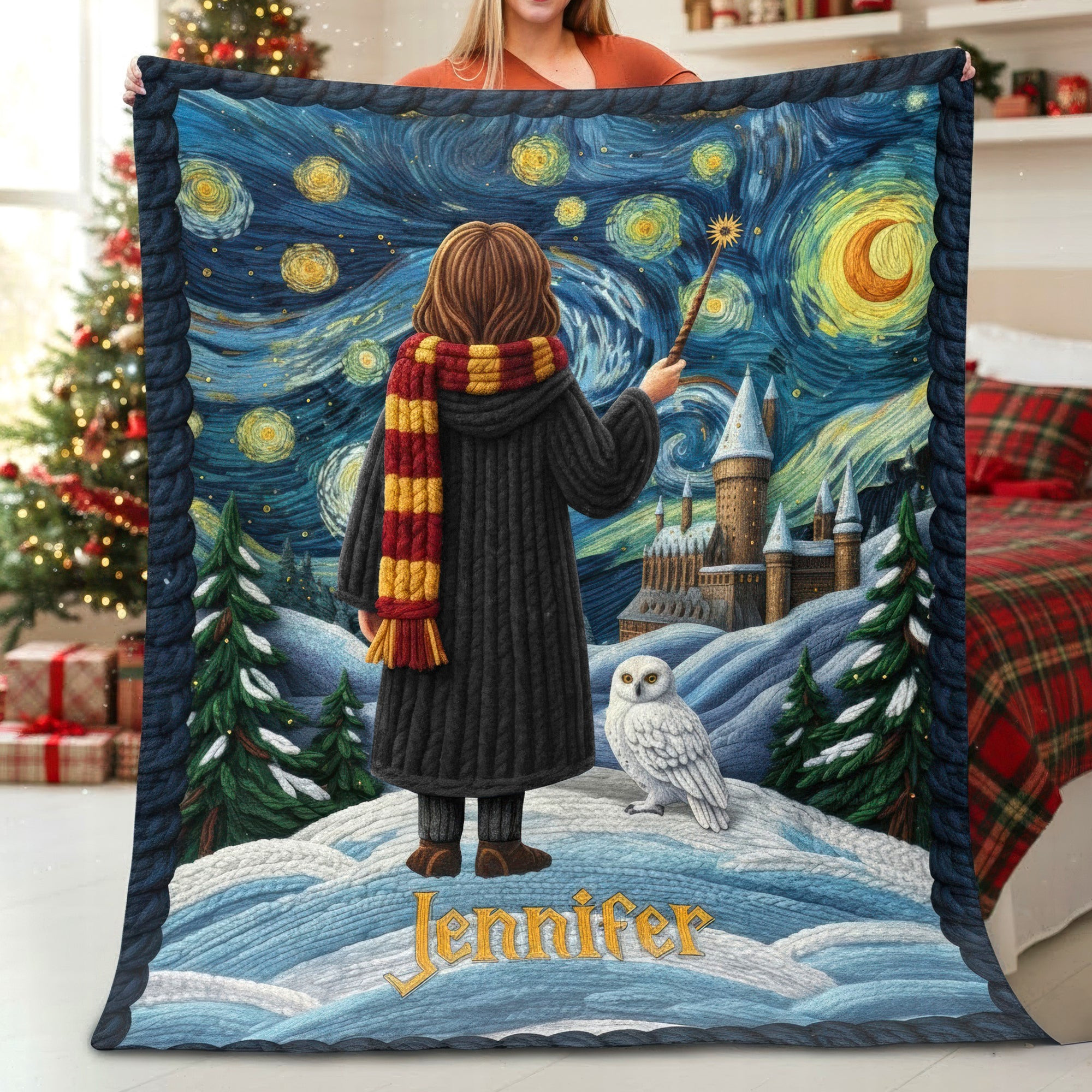 Starry Night Castle Blanket ' Personalized Gifts For Fantasy Lovers - Weird Christmas Gifts For Boyfriend
