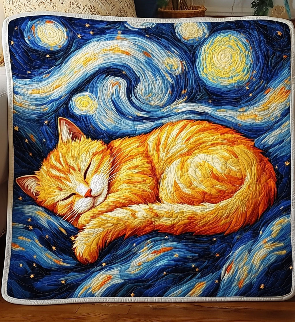 Starry Night Catnap Quilted Blanket Cute Blankets For Her