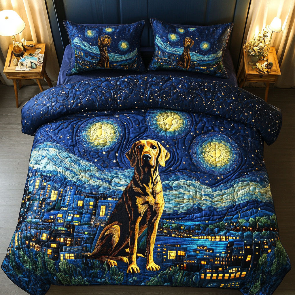 Starry Night GSP Quilted Bedding Set Cool Bedroom Decor Great Gifts For Dog Lovers