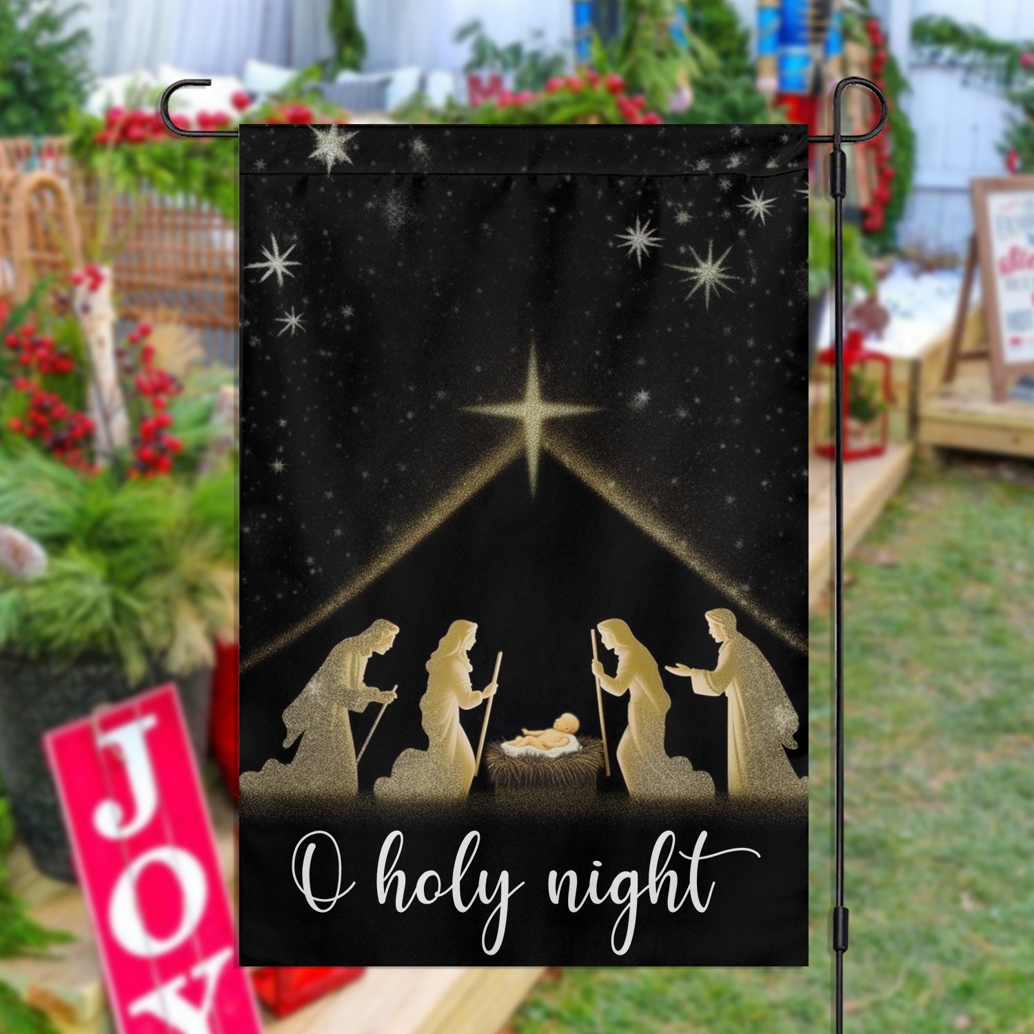Starry Night Holy Night Flag Nativity A Celebration Of The Birth Religious Christmas Garden Flag